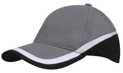 Heavy brushed driekleurige cap houtskool/wit/zwart