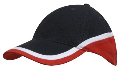 Heavy brushed driekleurige cap navy/wit/rood