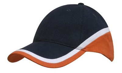 Heavy brushed driekleurige cap navy/wit/oranje