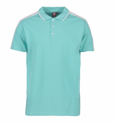 ID poloshirt met contrasterende band mint groen