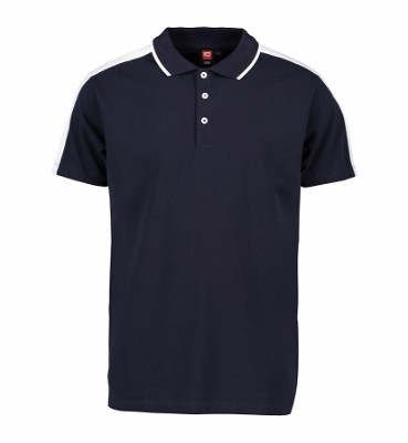ID poloshirt met contrasterende band navy