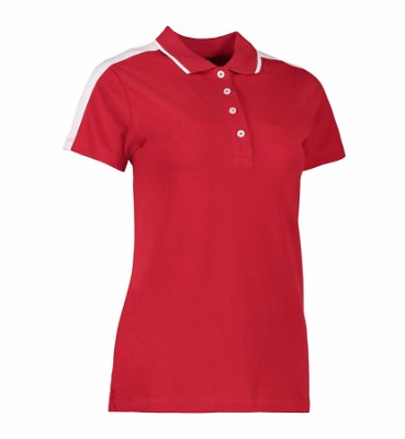 ID dames poloshirt met contrasterende band 