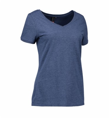 ID CORE dames T-shirt met V-hals blauw-melange