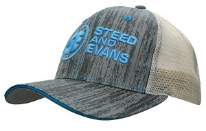 Polyester trucker cap met houtprint en mesh achterkant 