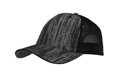 Trucker cap met houtprint en mesh achterkant zwart