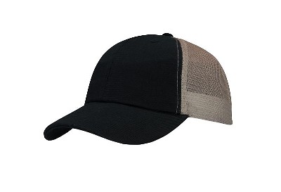Chino twill cap met soft mesh achterkant zwart/khaki