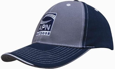 Heavy brushed cap met contrasterende stiksels houtskool/navy