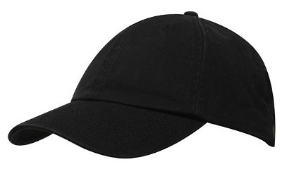 Premium washed chino twill baseball cap zwart