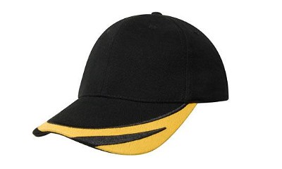 Heavy brushed cap met geborduurd detail zwart/goud