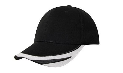 Heavy brushed cap met geborduurd detail zwart/wit