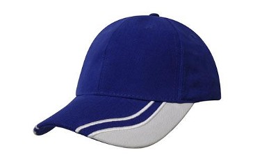 Heavy brushed cap met gebogen inkepingen koningsblauw/wit