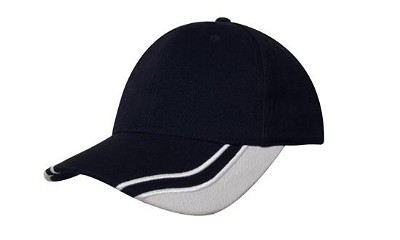 Heavy brushed cap met gebogen inkepingen navy/wit