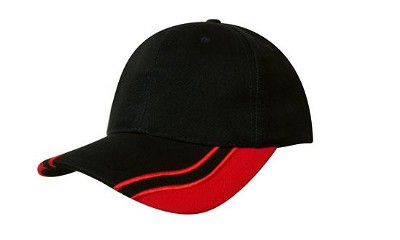 Heavy brushed cap met gebogen inkepingen zwart/rood