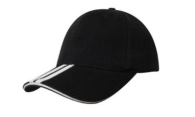 Heavy brushed cap met sandwich en contrasterende strepen zwart/wit