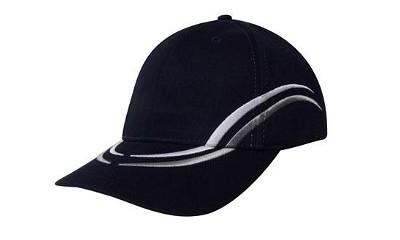 Heavy brushed cap met gebogen details navy/wit/houtskool