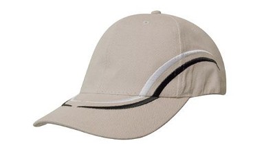 Heavy brushed cap met gebogen details steenkleurig/wit/zwart