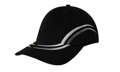 Heavy brushed cap met gebogen details zwart/wit/houtskool