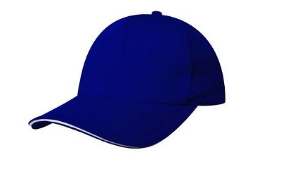 Luxe chino twill baseball cap met sandwich koningsblauw/wit
