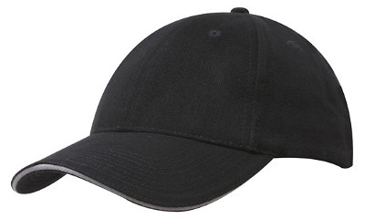 Luxe chino twill baseball cap met sandwich zwart/grijs