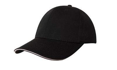 Luxe chino twill baseball cap met sandwich zwart/wit