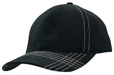Heavy brushed cap met kruislingse contrasterende stiksels navy/wit