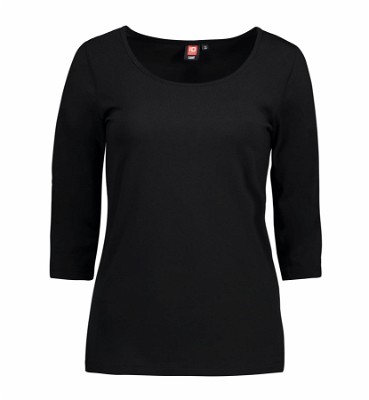 ID stretch dames T-shirt met 3/4 mouwen zwart
