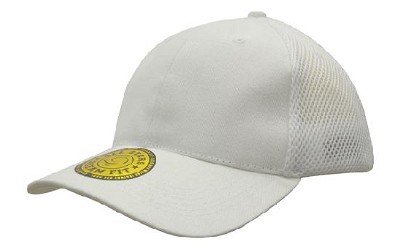 Heavy brushed cap met dream fit en sandwich mesh achterkant wit