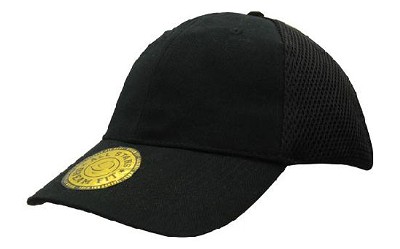 Heavy brushed cap met dream fit en sandwich mesh achterkant zwart