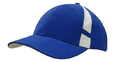 Heavy brushed cap met contrasterende sluiting en inkepingen koningsblauw/wit