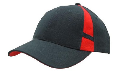 Heavy brushed cap met contrasterende sluiting en inkepingen navy/rood