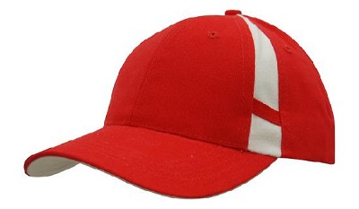Heavy brushed cap met contrasterende sluiting en inkepingen rood/wit