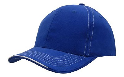 Heavy brushed cap met contrasterende stiksels en open lip sandwich koningsblauw/wit