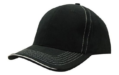 Heavy brushed cap met contrasterende stiksels en open lip sandwich zwart/wit