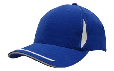 Heavy brushed cap met contrasterende inkepingen op de kroon koningsblauw/wit