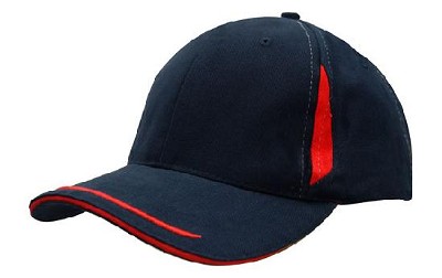 Heavy brushed cap met contrasterende inkepingen op de kroon navy/rood