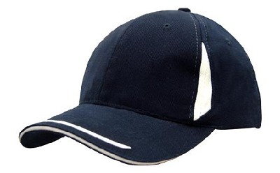Heavy brushed cap met contrasterende inkepingen op de kroon navy/wit