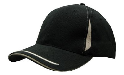 Heavy brushed cap met contrasterende inkepingen op de kroon zwart/grijs