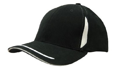 Heavy brushed cap met contrasterende inkepingen op de kroon zwart/wit