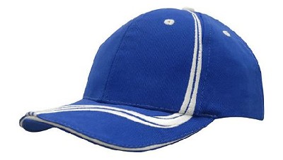 Heavy brushed cap met golvende strepen koningsblauw/wit