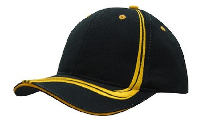 Heavy brushed cap met golvende strepen navy/goud