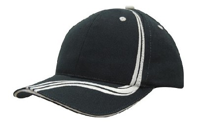 Heavy brushed cap met golvende strepen navy/wit