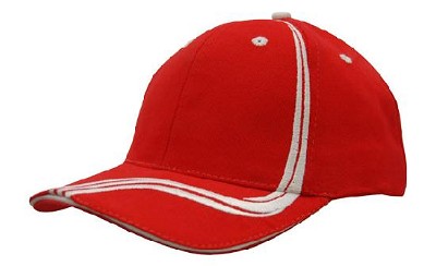 Heavy brushed cap met golvende strepen rood/wit