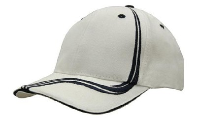 Heavy brushed cap met golvende strepen wit/navy
