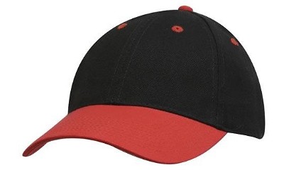 Classic heavy brushed baseball cap zwart/rood