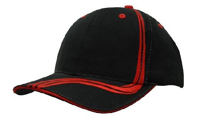 Heavy brushed cap met golvende strepen zwart/rood