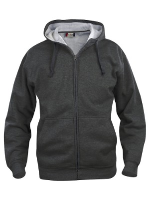 Basic hoodie met rits antraciet-melange