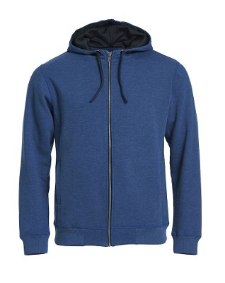 Classic hoodie met rits blauw-melange