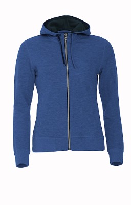 Classic dames hoodie met rits blauw-melange