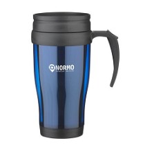 Dubbelwandige kunststof thermosbeker met grip 450 ml