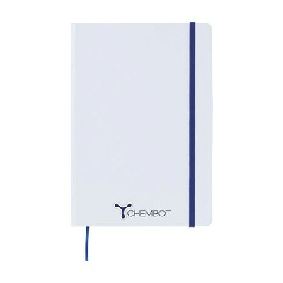 Wit notitieboekje met gekleurde elastiek A5 blauw